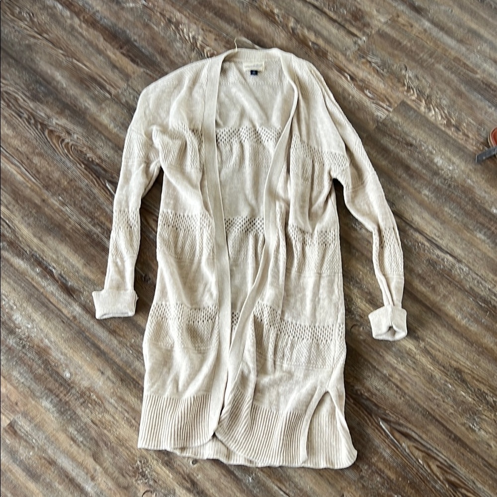 Cream Open-Front Cardigan